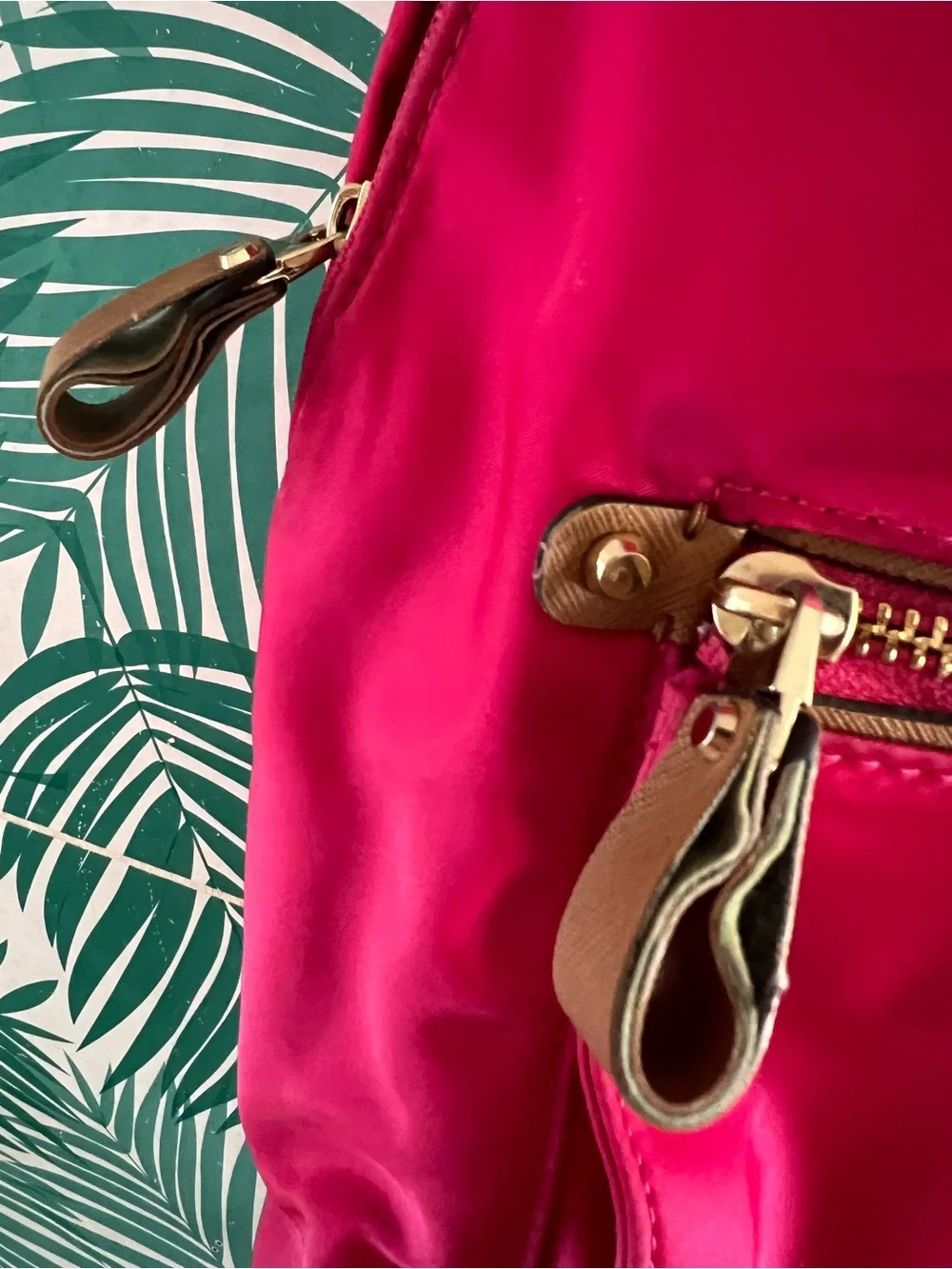 Michael Kors Kelsey Vibrant Fuchsia Nylon Backpack with Gold Hardware Guc